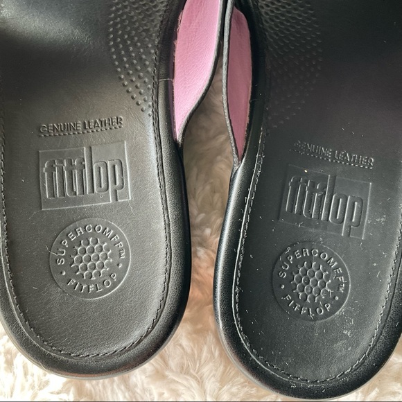 Fitflop Black Leather Crisscross Strap Wedge Slide Sandals Size 8 - Picture 6 of 15